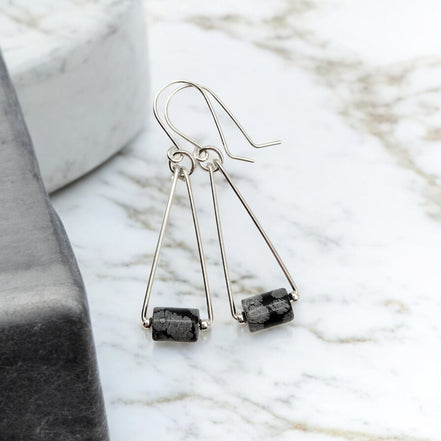 Mystique - Silver & Obsidian Dangle Earrings Earrings Bijou by SAM
