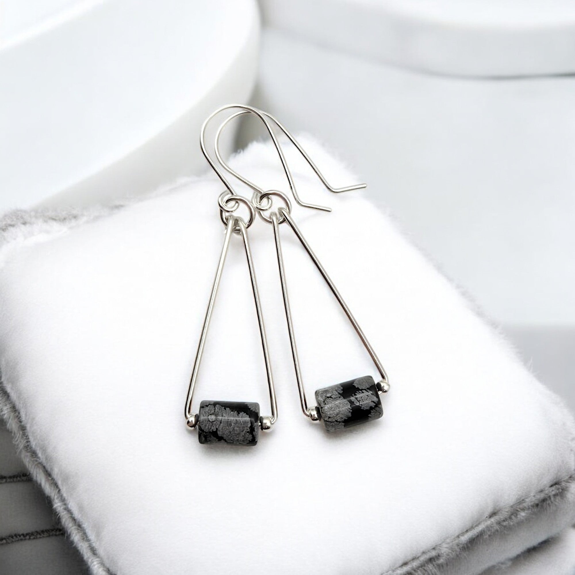 Mystique - Silver & Obsidian Dangle Earrings Earrings Bijou by SAM Sterling Silver