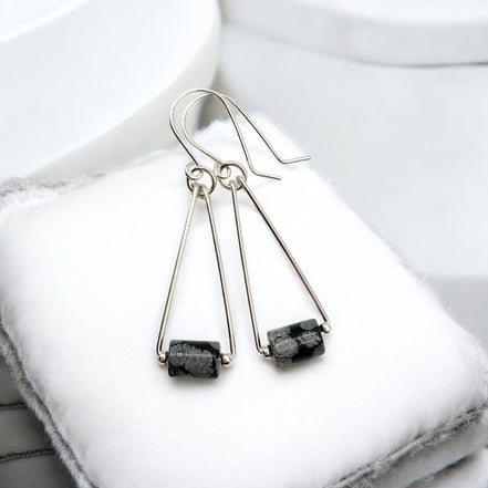 Mystique - Silver & Obsidian Dangle Earrings Earrings Bijou by SAM Sterling Silver