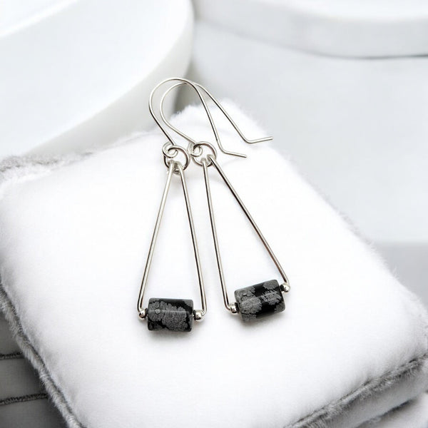 Mystique - Silver & Obsidian Earrings Bijou by SAM