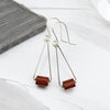 Mystique - Silver & Red Jasper Dangle Earrings Bijou by SAM