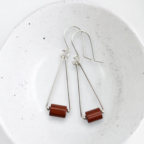 Mystique - Silver & Red Jasper Dangle Earrings Bijou by SAM