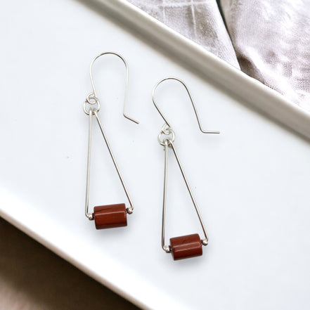Mystique - Silver & Red Jasper Dangle Earrings Earrings Bijou by SAM