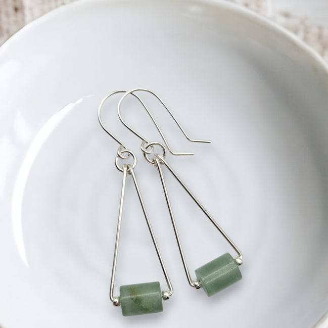 Mystique - Silver & Green Aventurine Earrings Bijou by SAM Sterling Silver