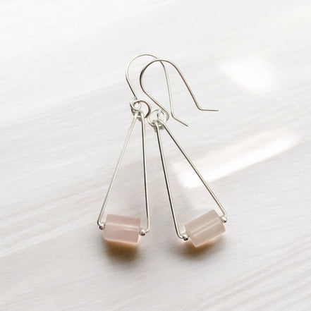 Mystique - Silver & Rose Quartz Dangle Earrings Bijou by SAM
