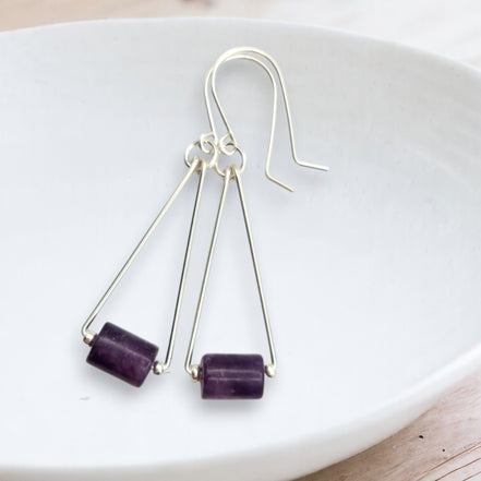Mystique - Silver & Amethyst Dangle Earrings Bijou by SAM
