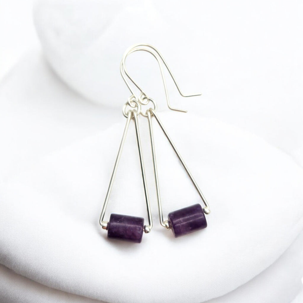 Mystique - Silver & Amethyst Dangle Earrings Bijou by SAM