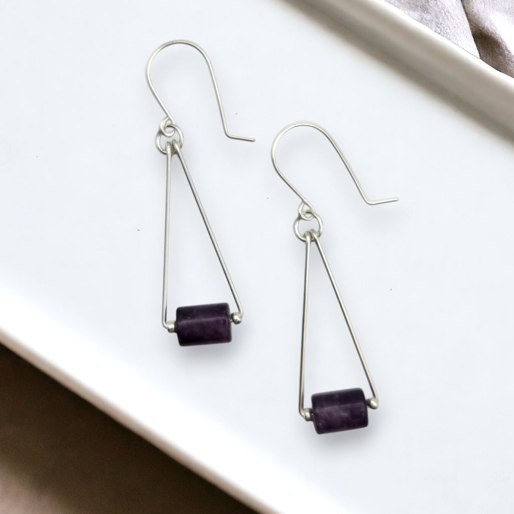 Mystique - Silver & Amethyst Dangle Earrings Bijou by SAM