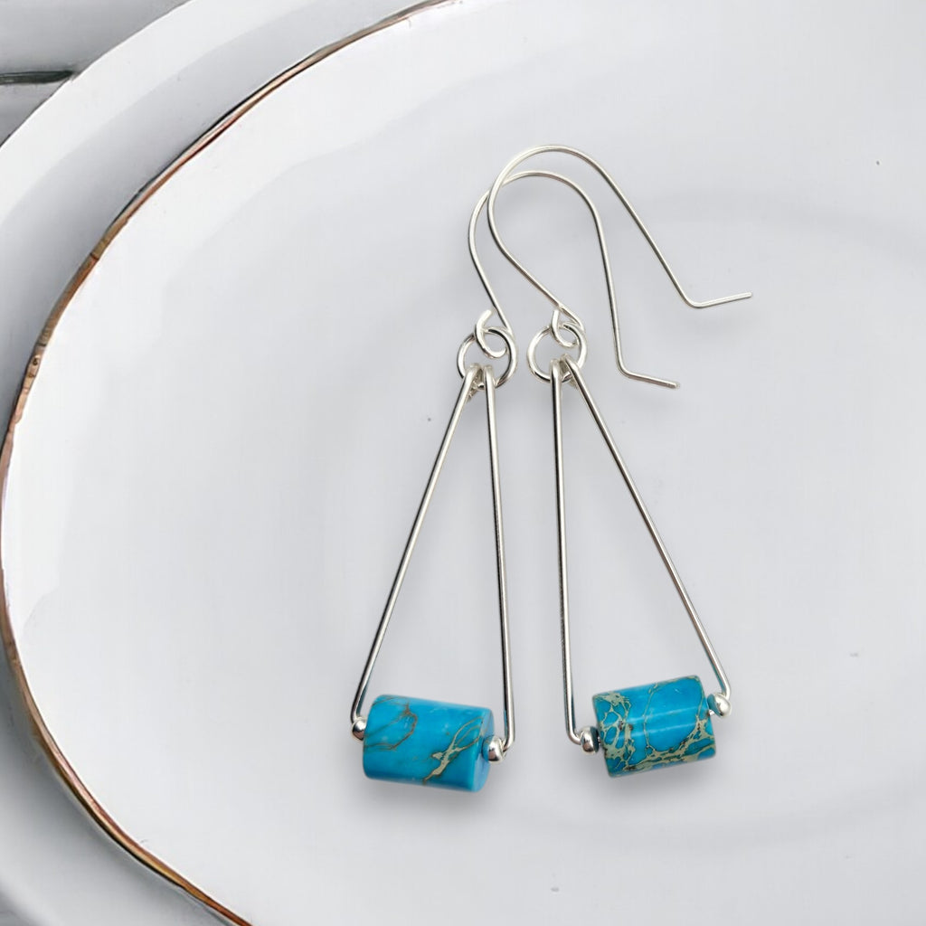 Mystique - Silver & Turquoise Dangle Earrings Bijou by SAM