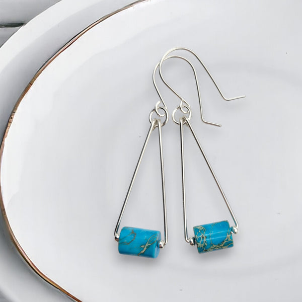Mystique - Silver & Turquoise Dangle Earrings Bijou by SAM Sterling Silver