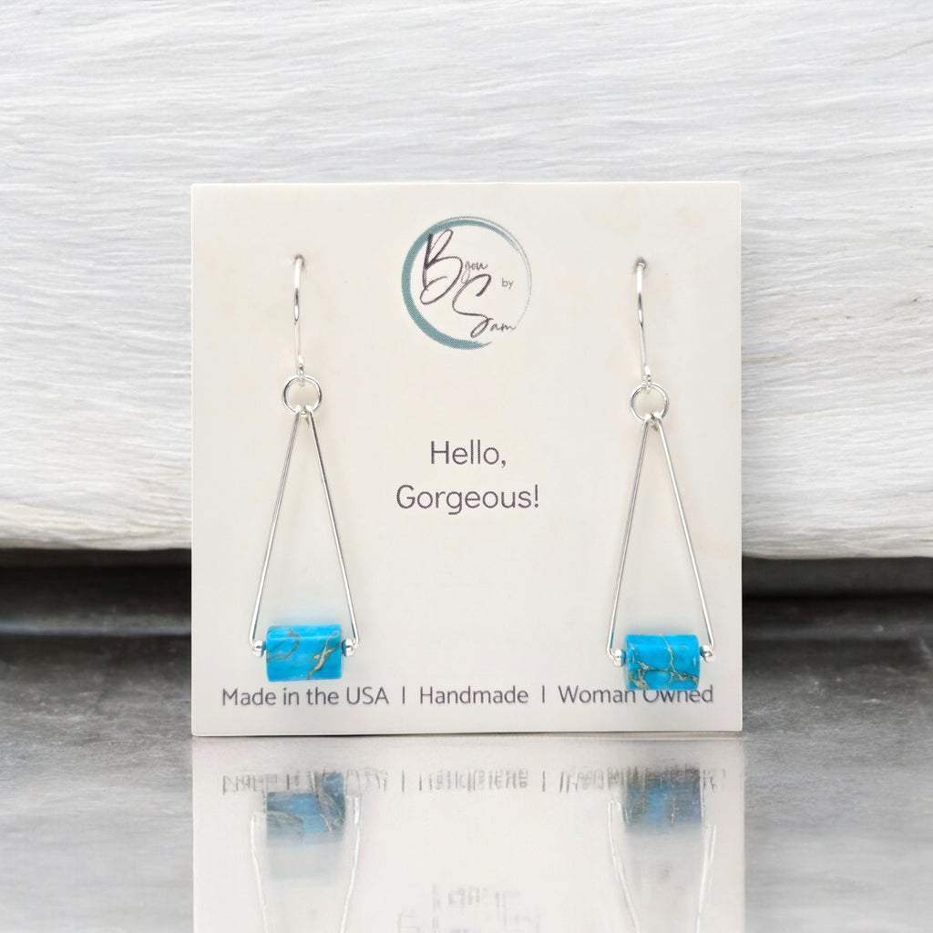 Mystique - Silver & Turquoise Dangle Earrings Bijou by SAM