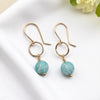 Coin - Gold and Amazonite Dangle Earrings Earrings Bijou by SAM