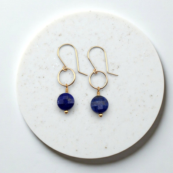 Coin - Gold and Lapis Lazuli Dangle Earrings Earrings Bijou by SAM