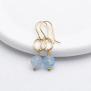 Coin - Gold and Aquamarine Dangle Earrings Earrings Bijou by SAM