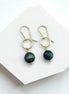 Coin - Gold and Blue Tigers Eye Dangle Earrings Earrings Bijou by SAM Gold Fill