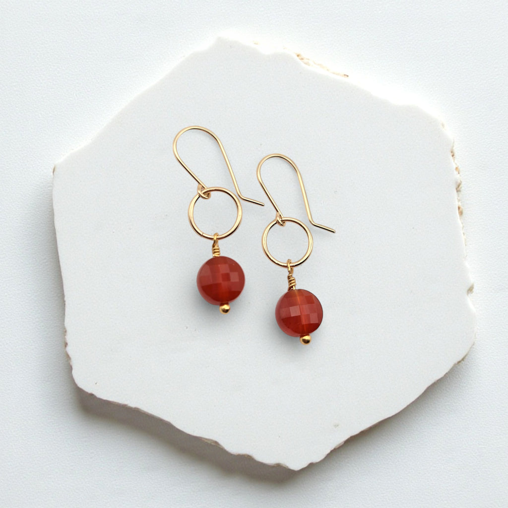 Coin - Gold and Carnelian Dangle Earrings Earrings Bijou by SAM
