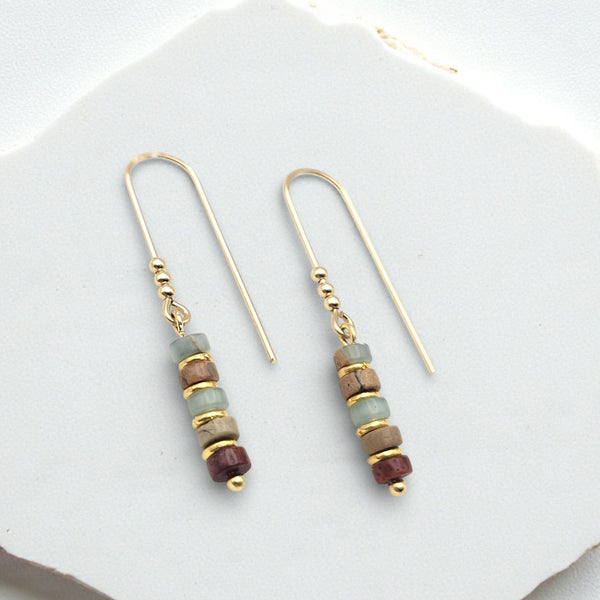 Gold Beaded Earrings, Jasper Dangle Earrings Earrings Etsy