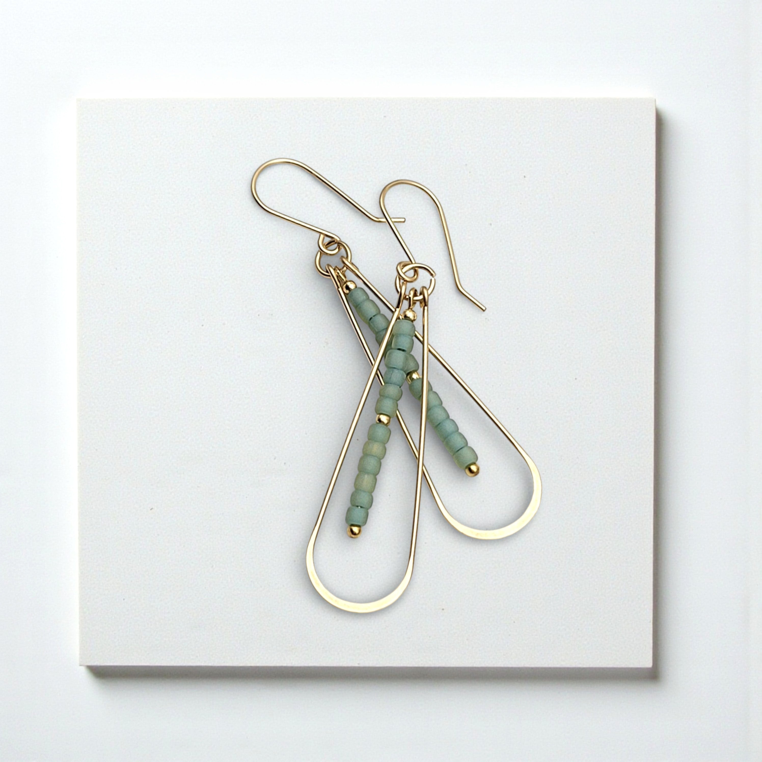 Harley - Gold & Sea Glass Hoops Earrings Bijou by SAM