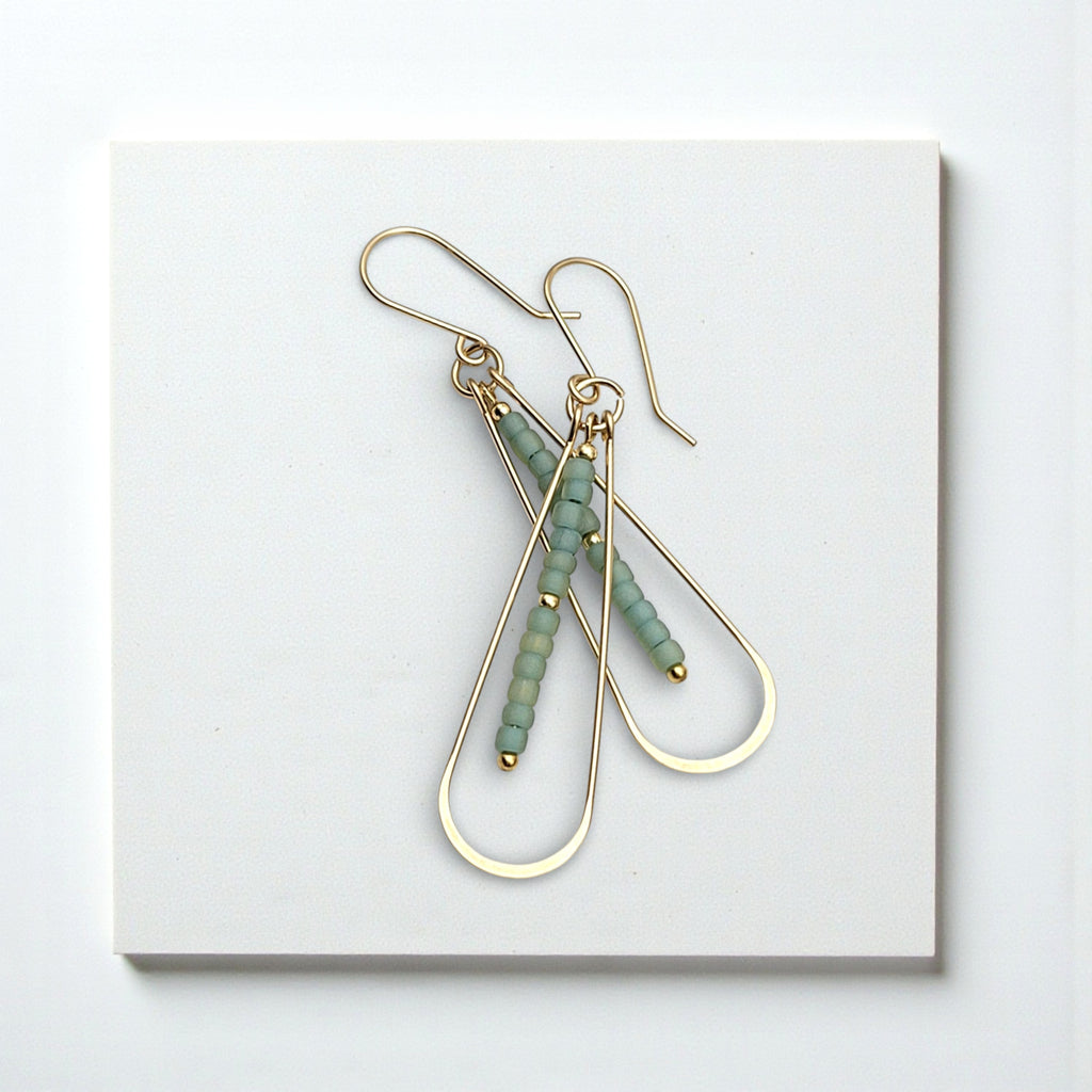Harley - Gold & Sea Glass Hoops Earrings Bijou by SAM