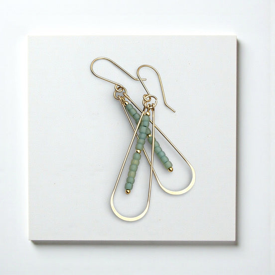 Harley - Gold & Sea Glass Hoops Earrings Bijou by SAM
