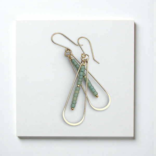 Harley - Gold & Sea Glass Hoops Earrings Bijou by SAM