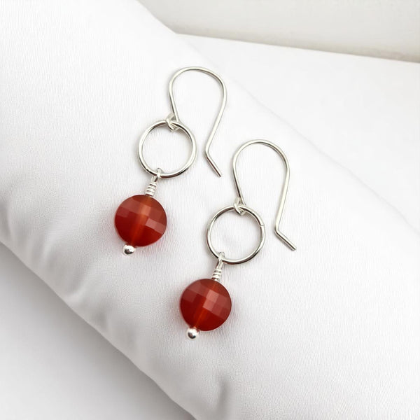 Coin - Silver and Carnelian Earrings Earrings Bijou by SAM
