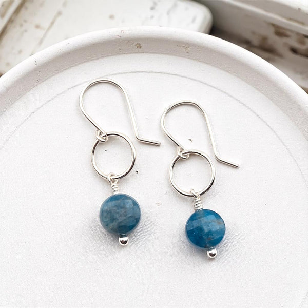 Coin - Silver & Blue Apatite Dangle Earrings Earrings Bijou by SAM