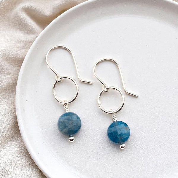 Coin - Silver & Blue Apatite Dangle Earrings Earrings Bijou by SAM