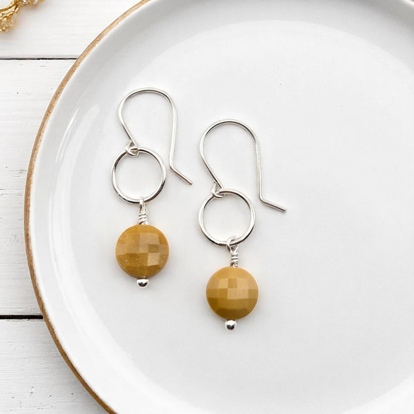 Coin - Silver and Yellow Mookaite Earrings Earrings Bijou by SAM