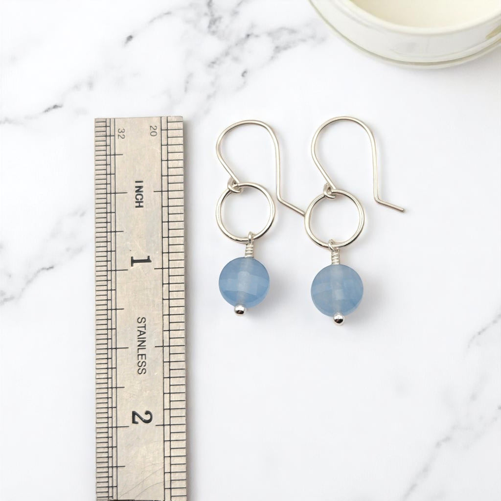 Coin - Silver and Aquamarine Earrings Earrings Bijou by SAM