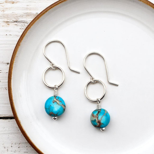 Coin - Silver and Turquoise Earrings Bijou by SAM Sterling Silver