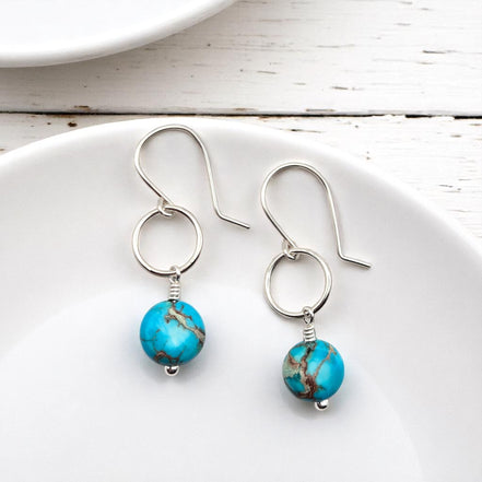 Coin - Silver and Turquoise Earrings Bijou by SAM