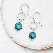 Coin - Silver and Turquoise Earrings Bijou by SAM