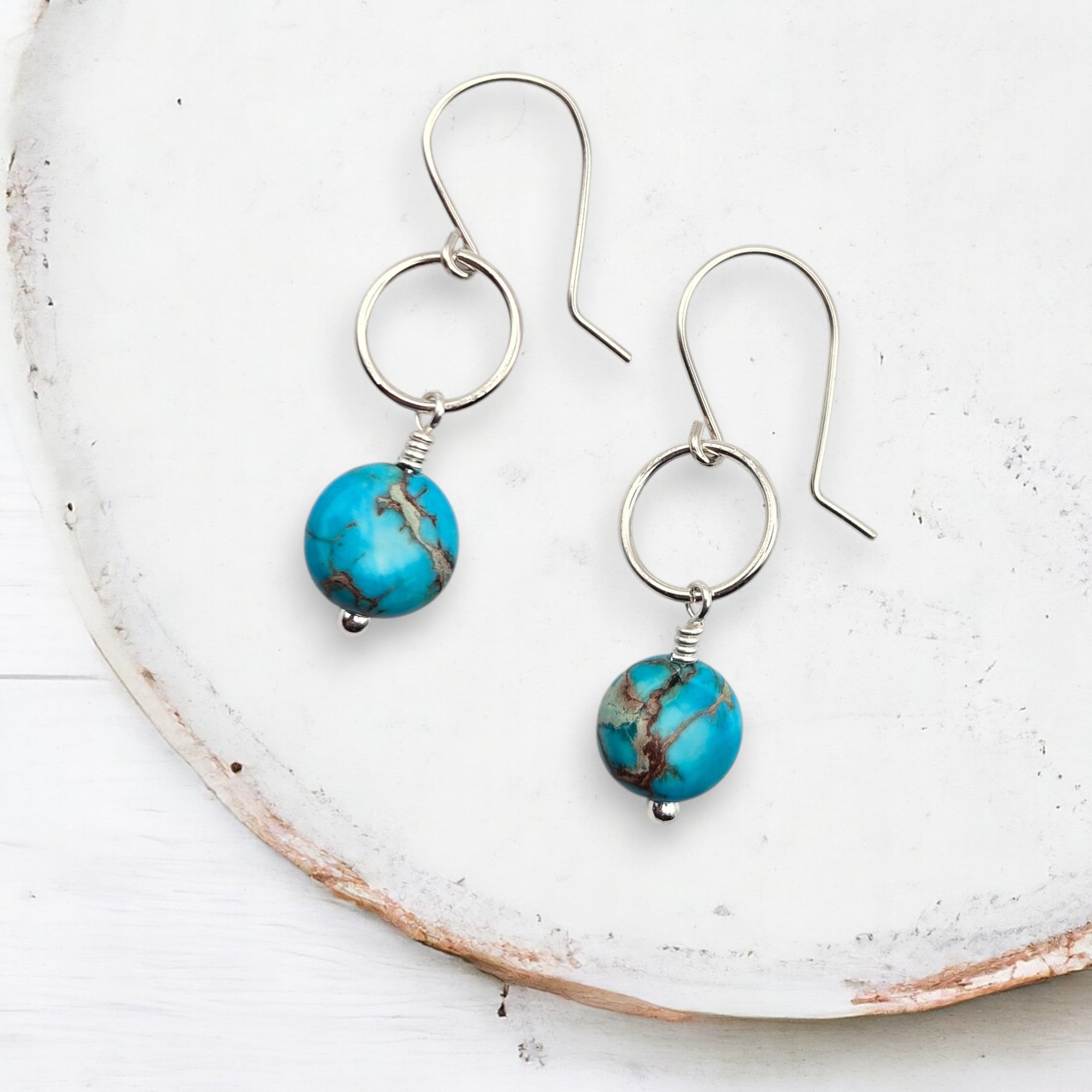 Coin - Silver and Turquoise Earrings Bijou by SAM