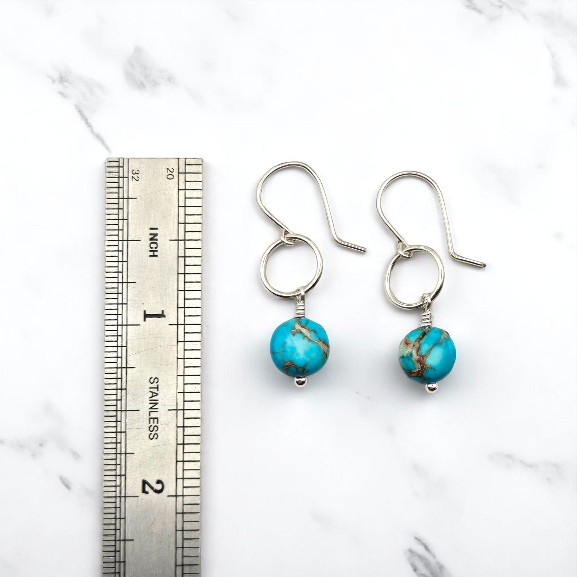 Coin - Silver and Turquoise Earrings Bijou by SAM