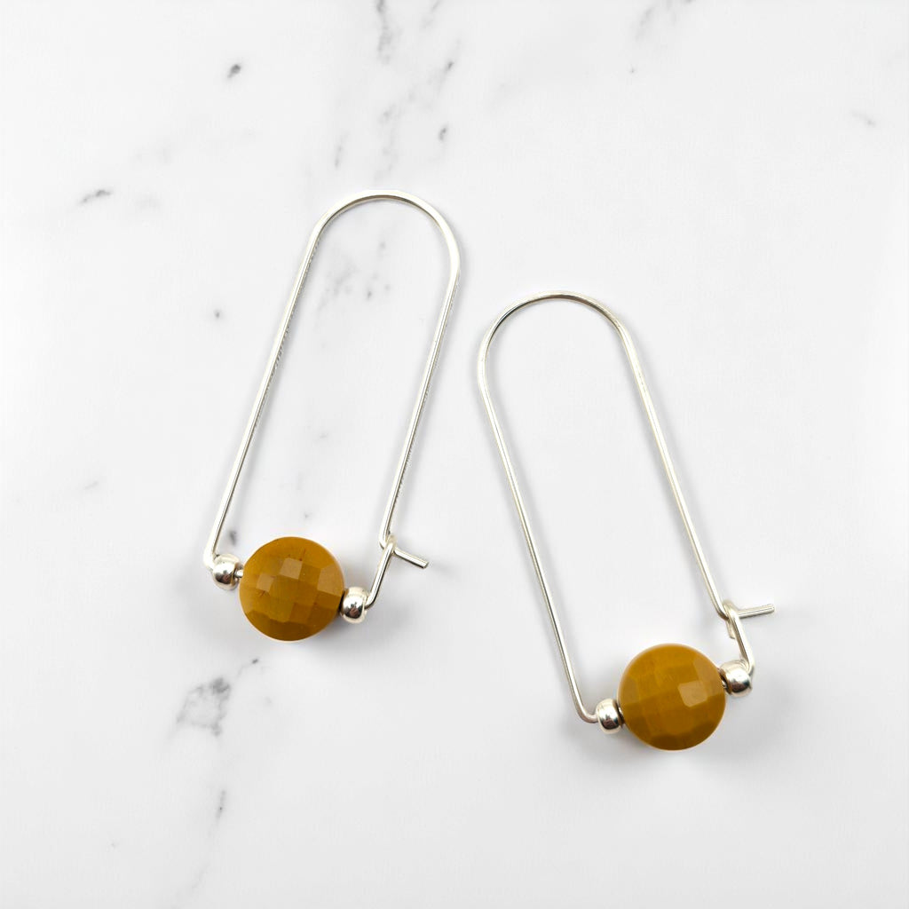Coin - Silver & Yellow Mookaite Arc Earrings Earrings Bijou by SAM