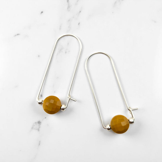 Coin - Silver & Yellow Mookaite Arc Earrings Earrings Bijou by SAM