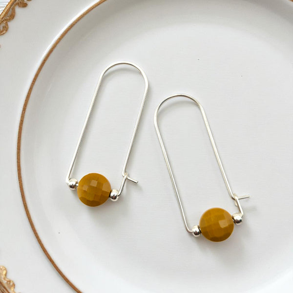 Coin - Silver & Yellow Mookaite Arc Earrings Earrings Bijou by SAM