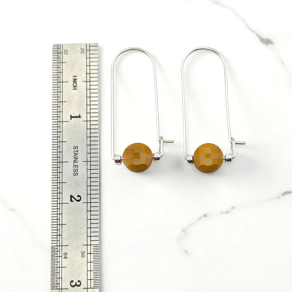 Coin - Silver & Yellow Mookaite Arc Earrings Earrings Bijou by SAM