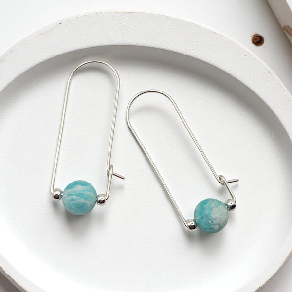 Coin - Silver and Amazonite Arc Earrings Earrings Bijou by SAM
