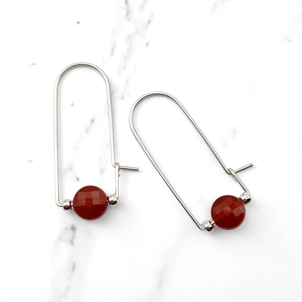 Coin - Silver and Red Carnelian Arc Earrings Earrings Bijou by SAM