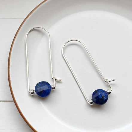 Coin - Silver and Lapis Lazuli Arc Earrings Earrings Bijou by SAM