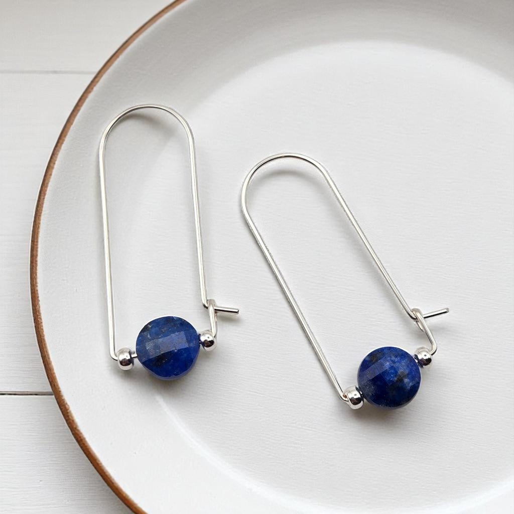 Coin - Silver and Lapis Lazuli Arc Earrings Earrings Bijou by SAM