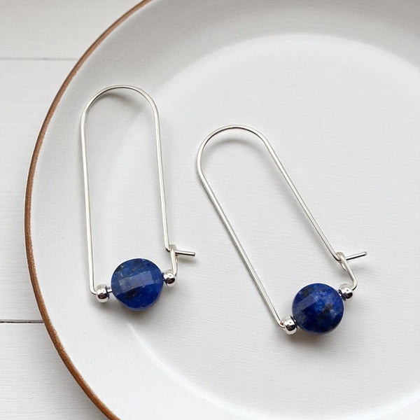 Coin - Silver and Lapis Lazuli Arc Earrings Earrings Bijou by SAM