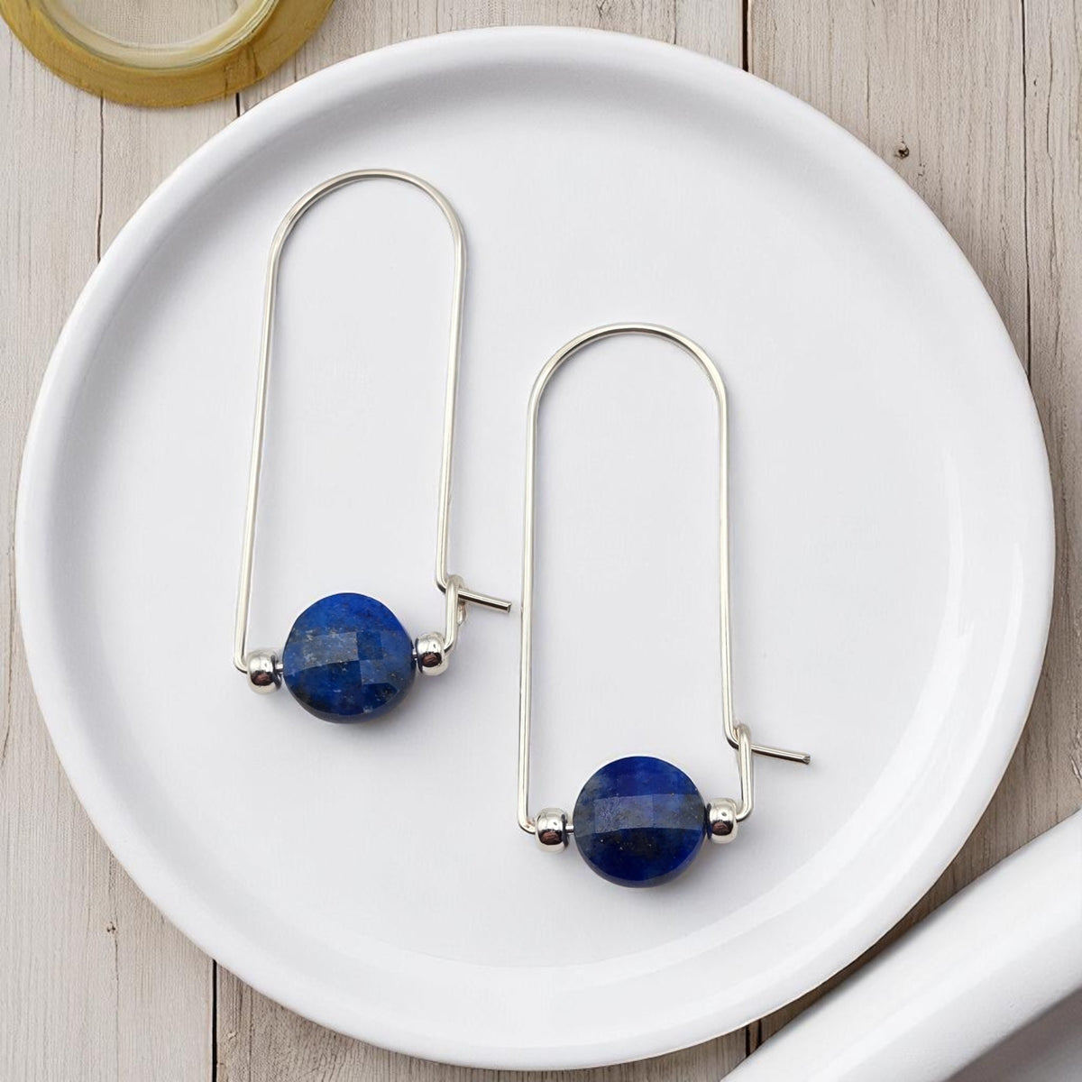 Coin - Silver and Lapis Lazuli Arc Earrings Earrings Bijou by SAM