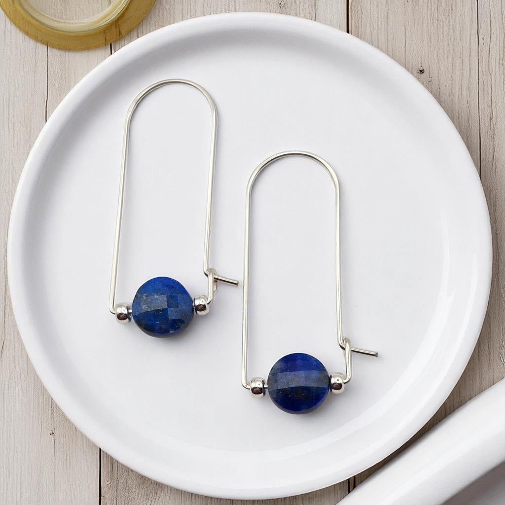 Coin - Silver and Lapis Lazuli Arc Earrings Earrings Bijou by SAM