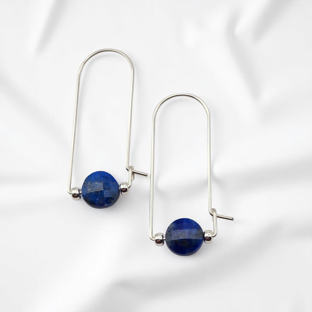Coin - Silver and Lapis Lazuli Arc Earrings Earrings Bijou by SAM