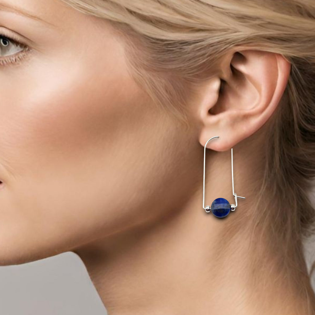 Coin - Silver and Lapis Lazuli Arc Earrings Earrings Bijou by SAM