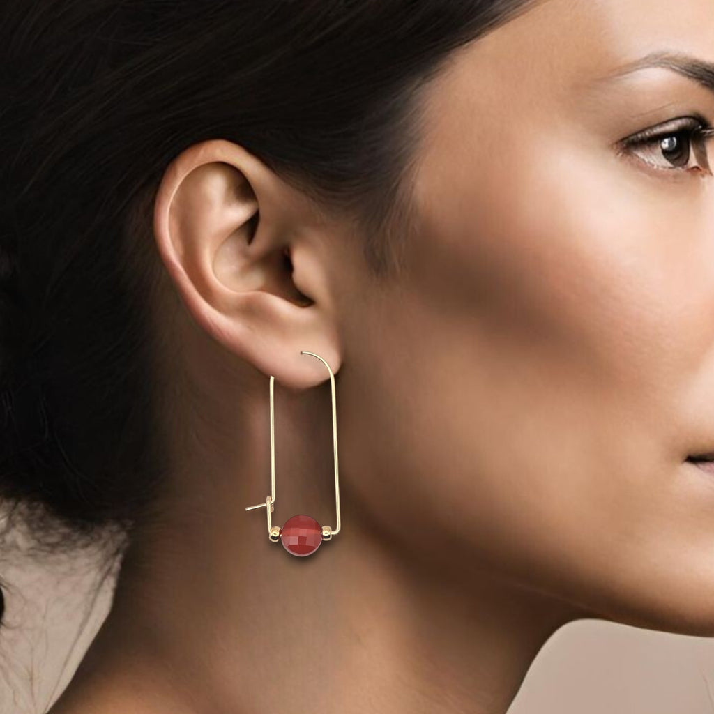 Coin - Gold & Red Carnelian Arc Earrings Earrings Bijou by SAM