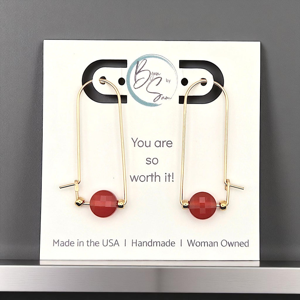 Coin - Gold & Red Carnelian Arc Earrings Earrings Bijou by SAM